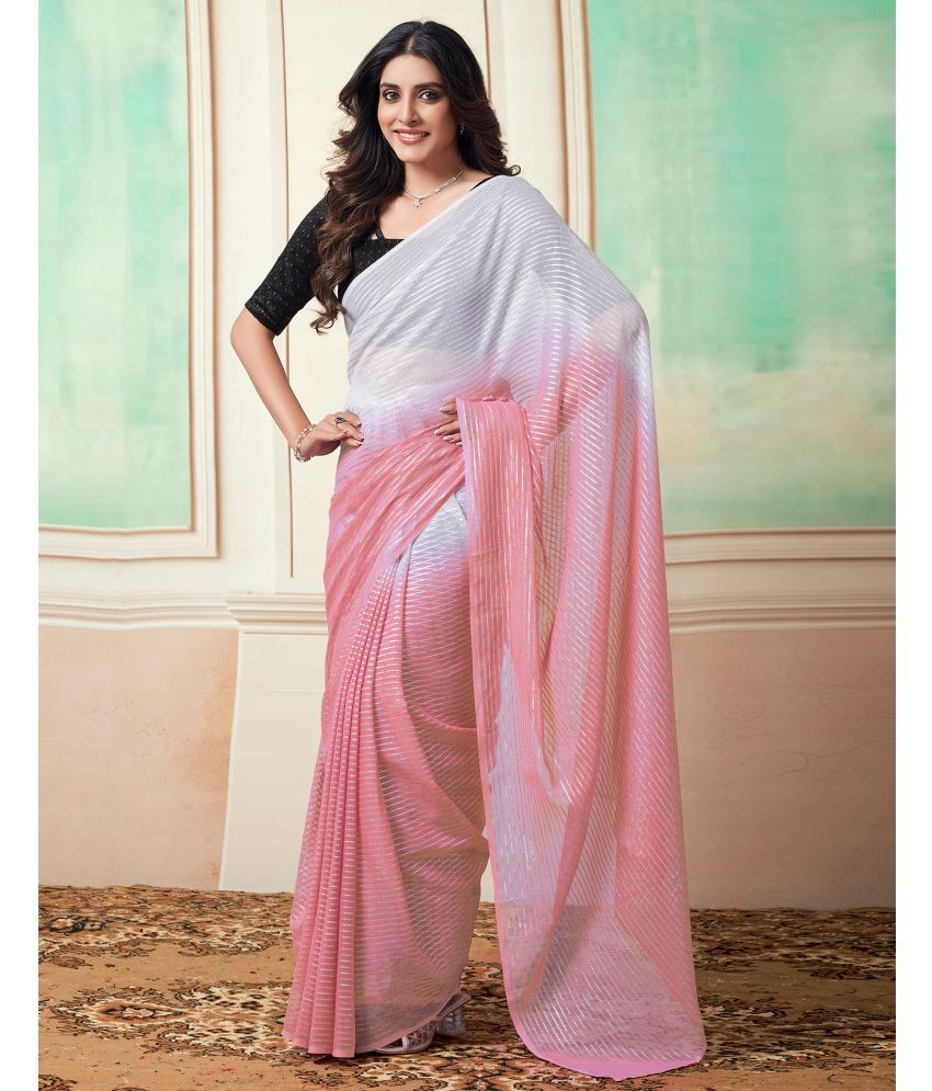    			Samah Georgette Woven Saree With Blouse Piece - Pink ( Pack of 1 )