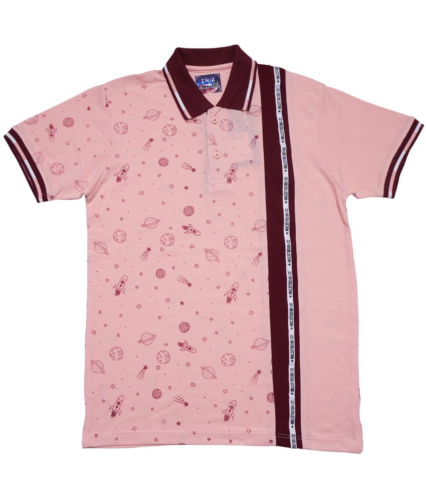     			Twix Peach Cotton Blend Boy's Polo T-Shirt ( Pack of 1 )