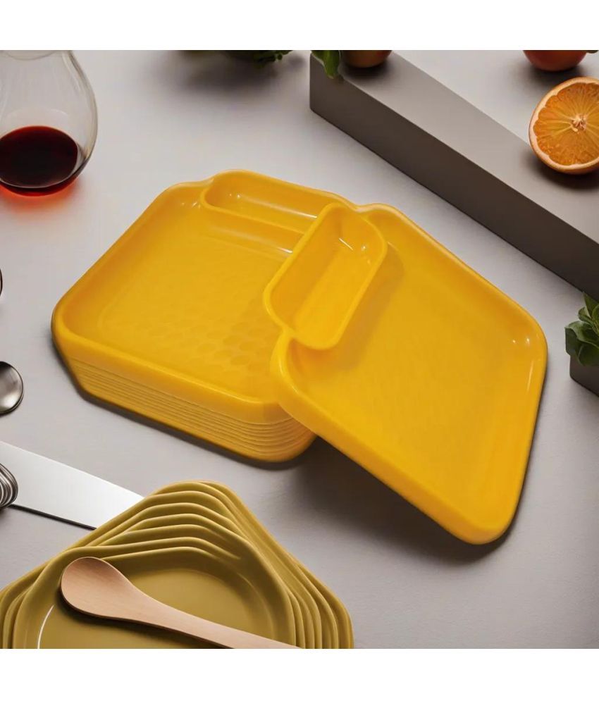     			kitchrox 12 Pcs Plastic Yellow Platter