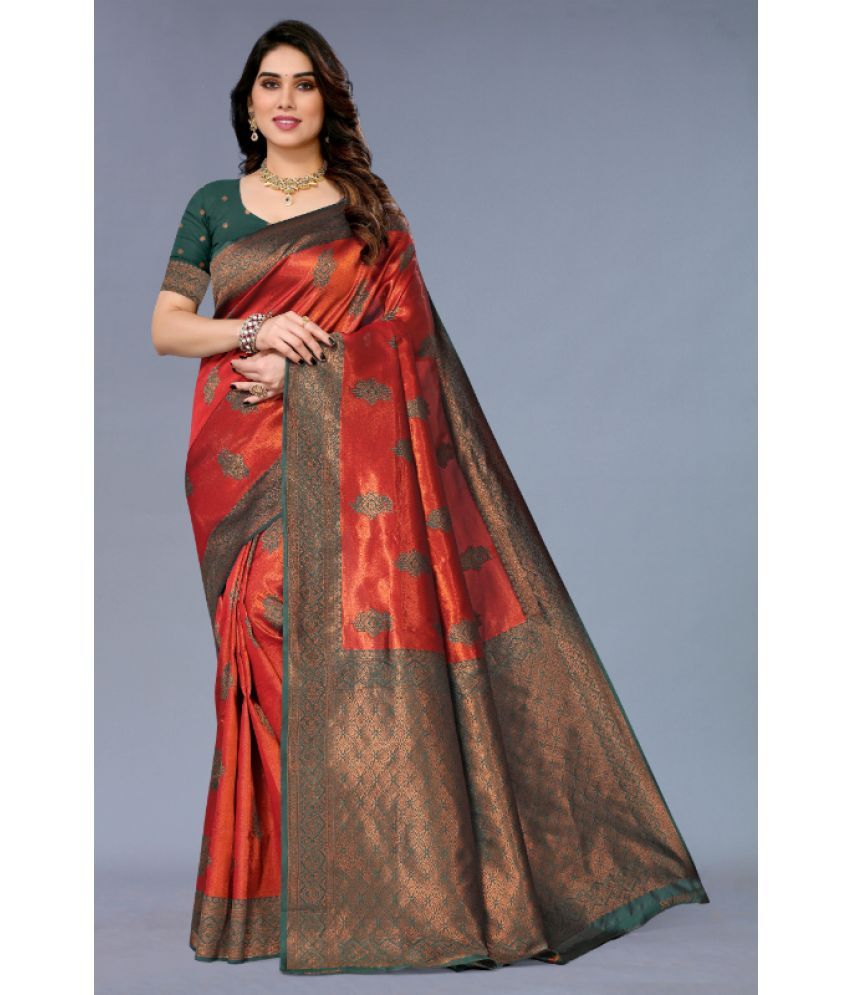     			Aadvika Banarasi Silk Printed Saree With Blouse Piece - Multicolour ( Pack of 1 )