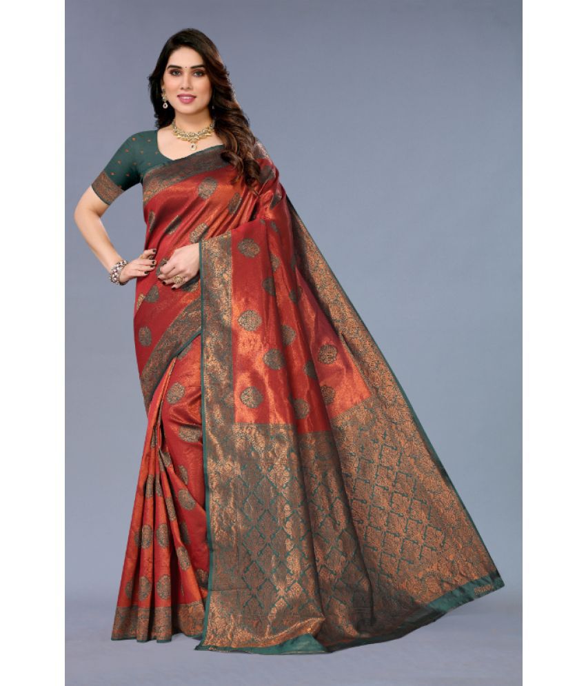     			Aadvika Banarasi Silk Printed Saree With Blouse Piece - Multicolour ( Pack of 1 )