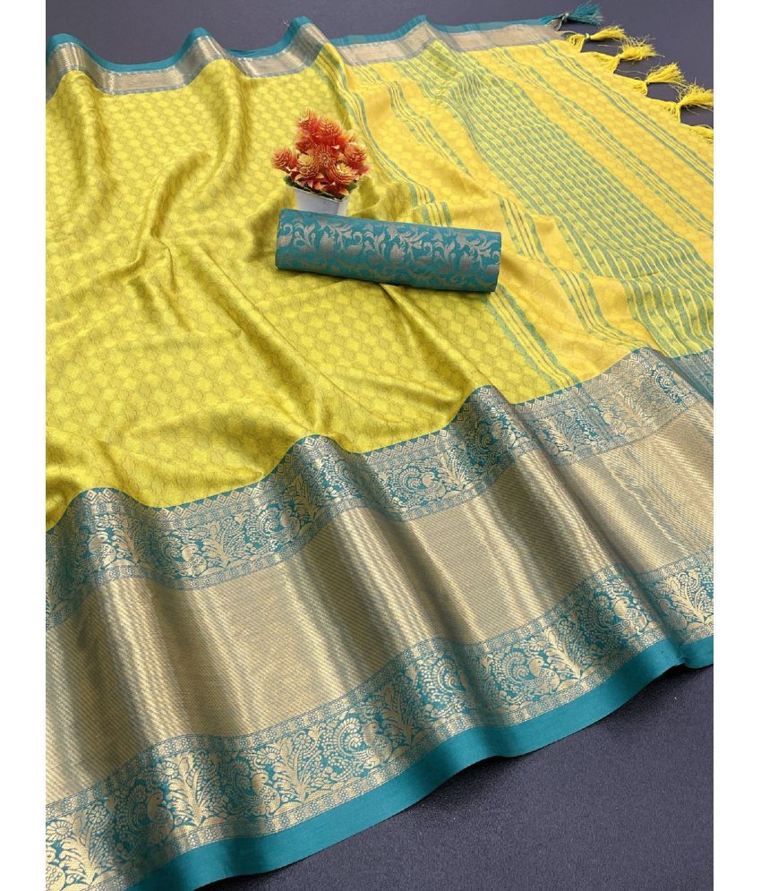     			Apnisha Cotton Silk Embellished Saree With Blouse Piece - Rama ( Pack of 1 )
