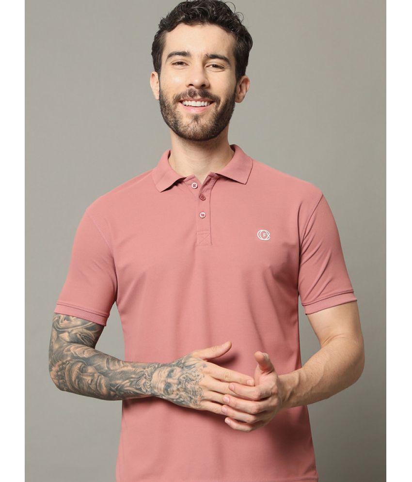     			FXSPORTS Cotton Blend Regular Fit Solid Half Sleeves Men's Polo T Shirt - Pink ( Pack of 1 )