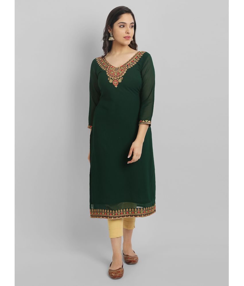     			JASH CREATION Georgette Embroidered A-line Women's Kurti - Green ( Pack of 1 )