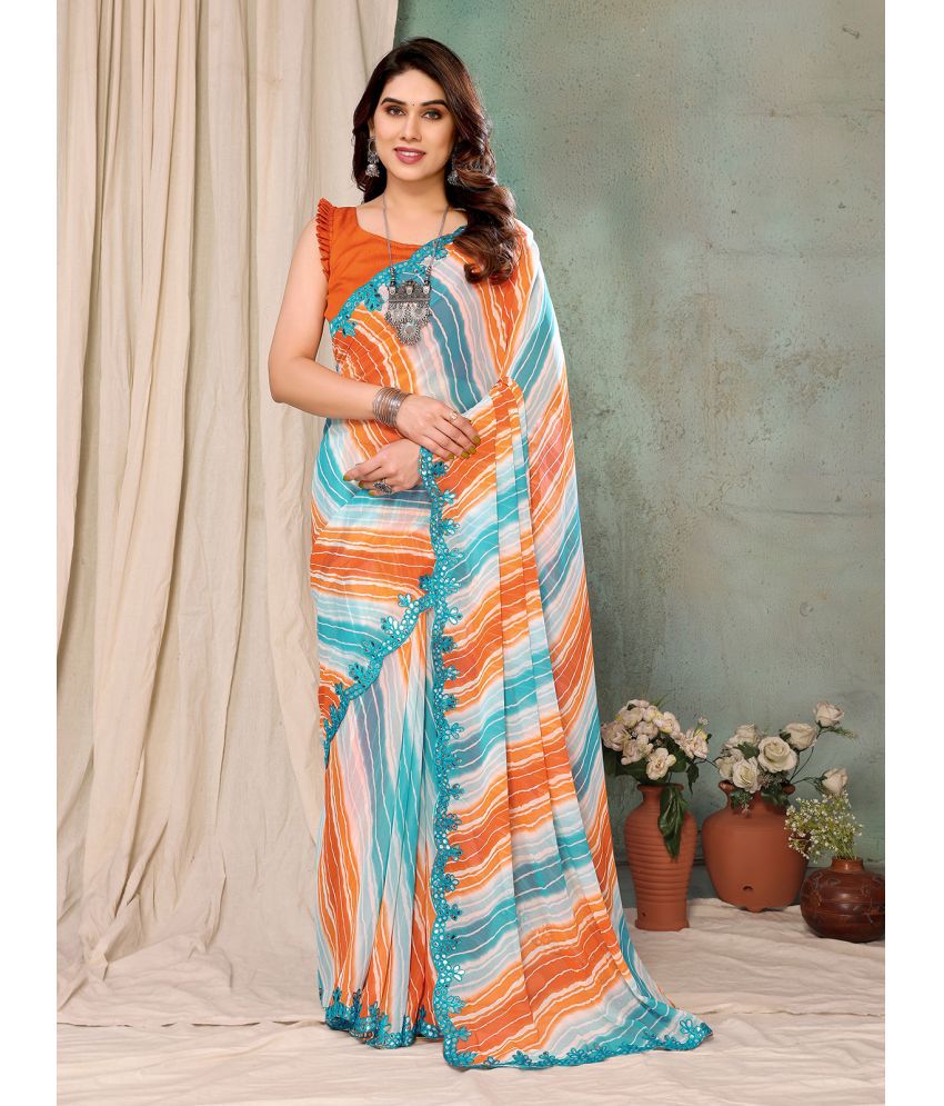    			Rangita GEORGETTE Printed Saree With Blouse Piece - Multicolor ( Pack of 1 )