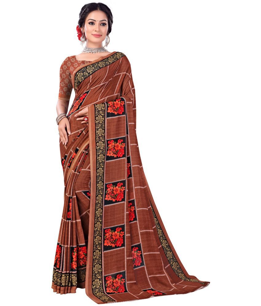     			Rekha Maniyar Georgette Printed Saree With Blouse Piece - Maroon ( Pack of 1 )