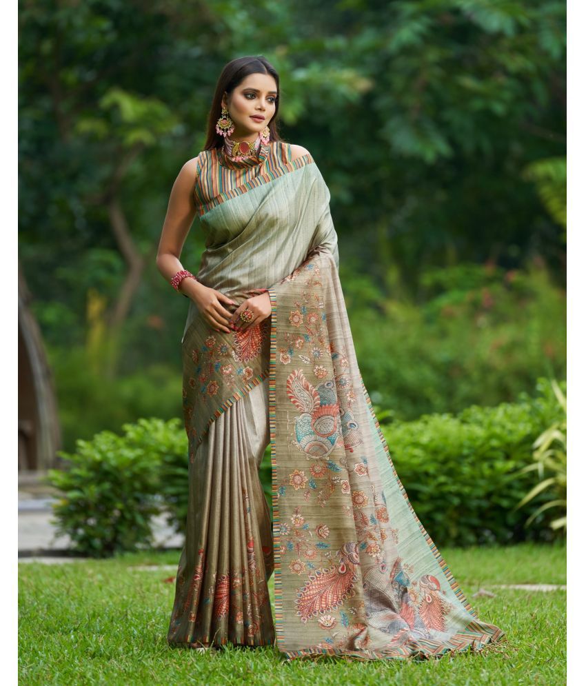     			Rekha Maniyar Silk Blend Woven Saree With Blouse Piece - Green ( Pack of 1 )