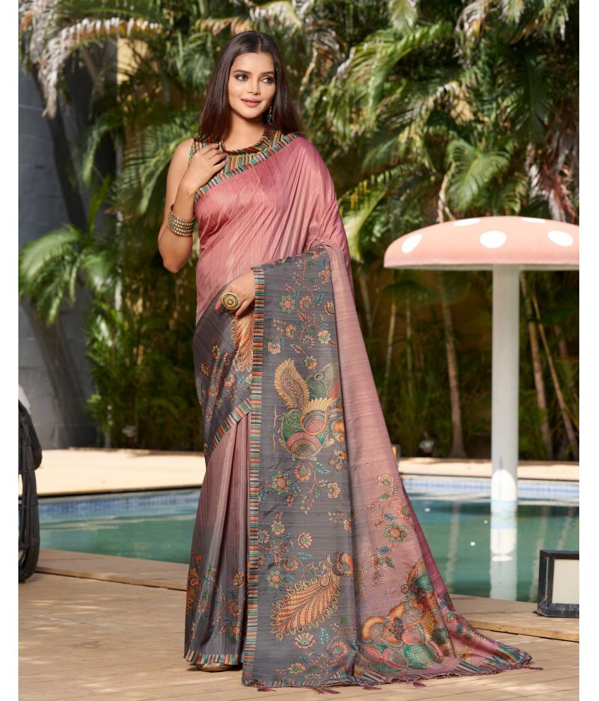     			Rekha Maniyar Silk Blend Woven Saree With Blouse Piece - Pink ( Pack of 1 )