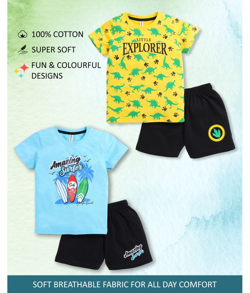     			Supersquad Multicolor Cotton Unisex T-Shirt & Shorts ( Pack of 2 )