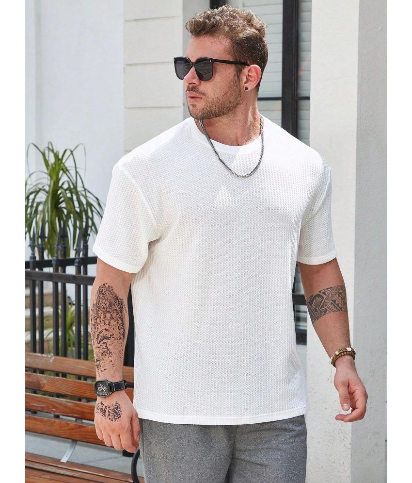     			fashion and youth Cotton Blend Oversized Fit Solid Half Sleeves Men's T-Shirt - White ( Pack of 1 )