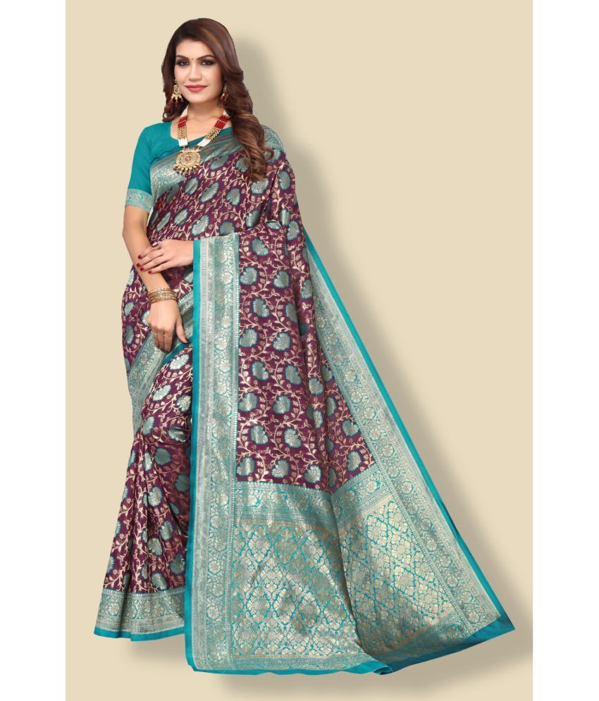     			Aadvika Banarasi Silk Printed Saree With Blouse Piece - Multicolour ( Pack of 1 )