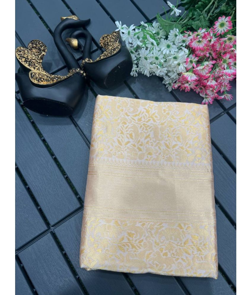     			Aika Banarasi Silk Embellished Saree With Blouse Piece - Off White ( Pack of 1 )