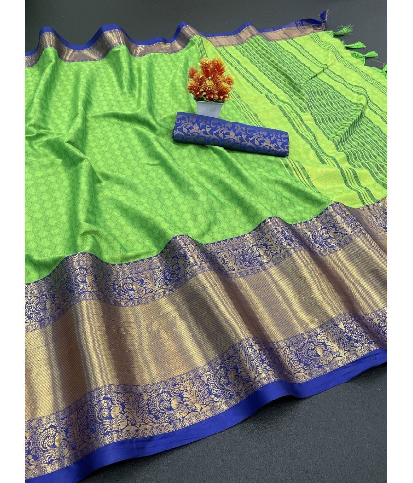     			Aika Cotton Silk Embellished Saree With Blouse Piece - Mint Green ( Pack of 1 )