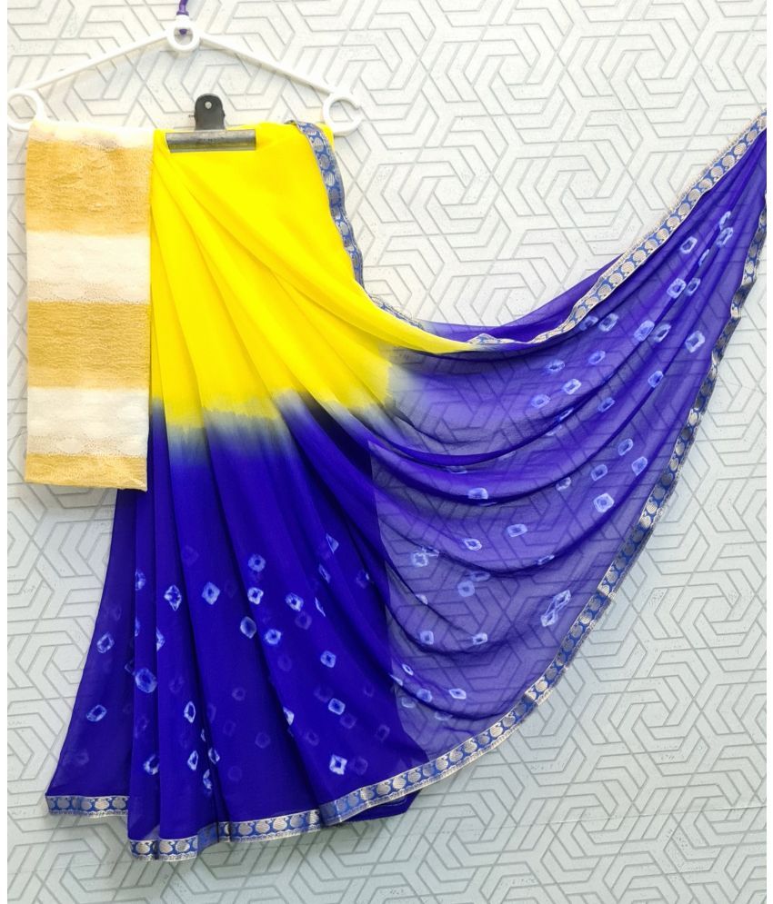     			Aika Georgette Embellished Saree With Blouse Piece - Yellow ( Pack of 1 )