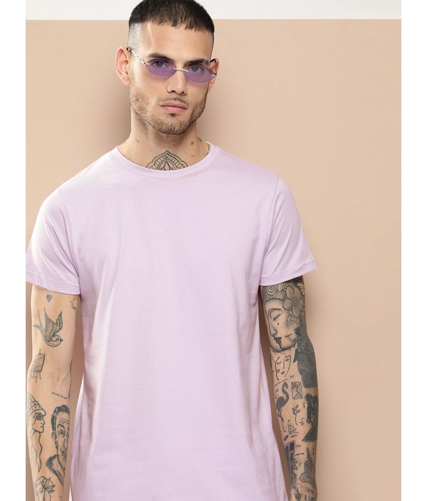     			Difference of Opinion Cotton Regular Fit Solid Half Sleeves Men's T-Shirt - Lavender ( Pack of 1 )