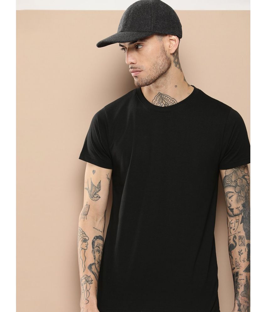     			Difference of Opinion Cotton Regular Fit Solid Half Sleeves Men's T-Shirt - Black ( Pack of 1 )