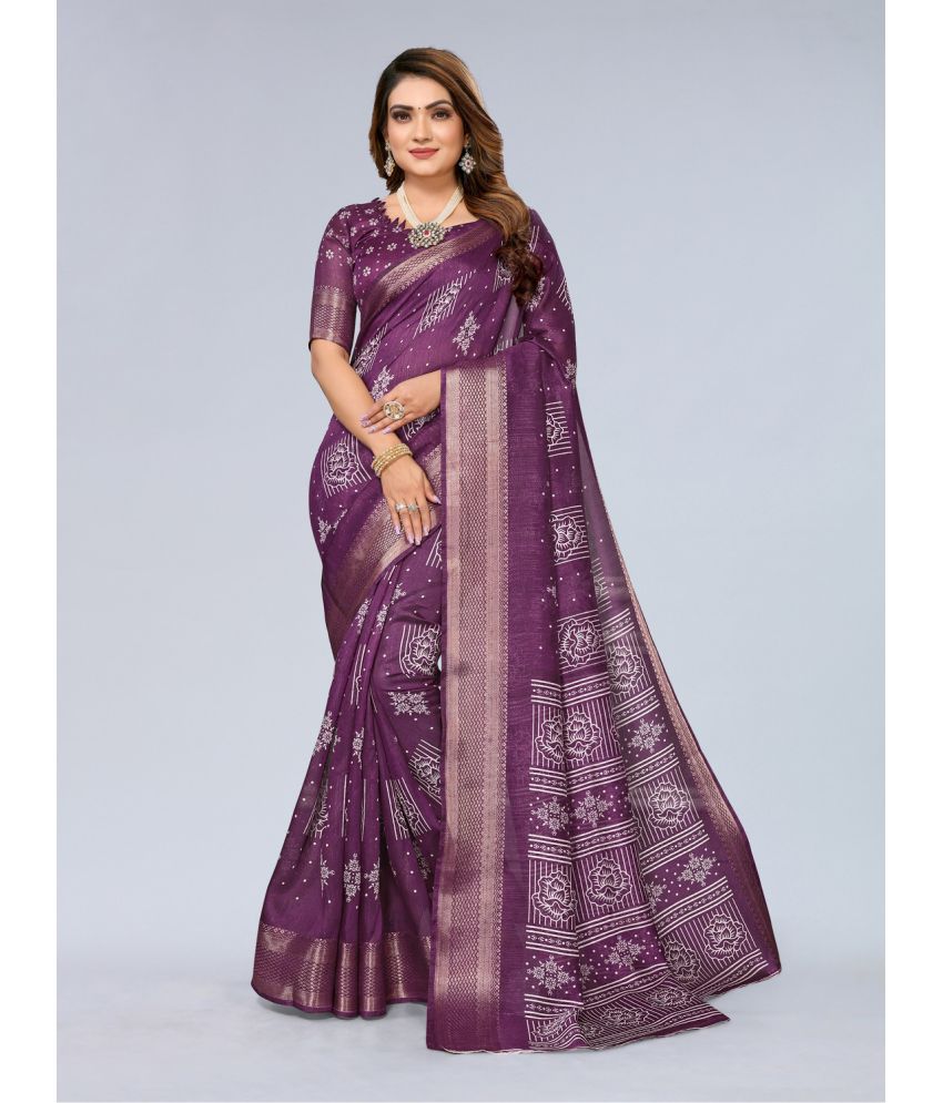     			HEMA SILK MILLS Cotton Silk Embellished Saree With Blouse Piece - Wine ( Pack of 1 )