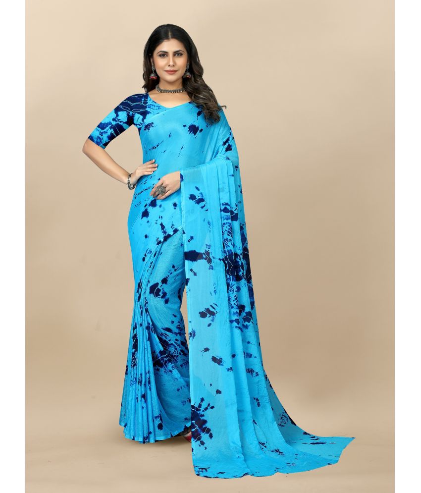     			JULEE Georgette Embellished Saree With Blouse Piece - Turquoise ( Pack of 1 )