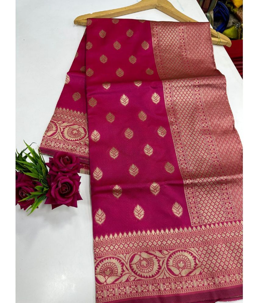     			JULEE Silk Embellished Saree With Blouse Piece - Pink ( Pack of 1 )