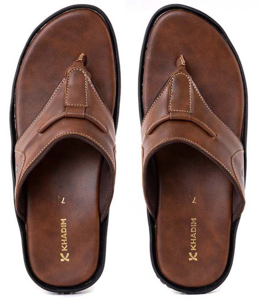     			KHADIM Brown Men's Leather Slipper