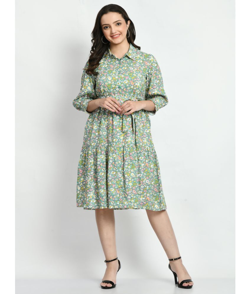     			Neel & Ned Rayon Printed Knee Length Women's Fit & Flare Dress - Multicolor ( Pack of 1 )