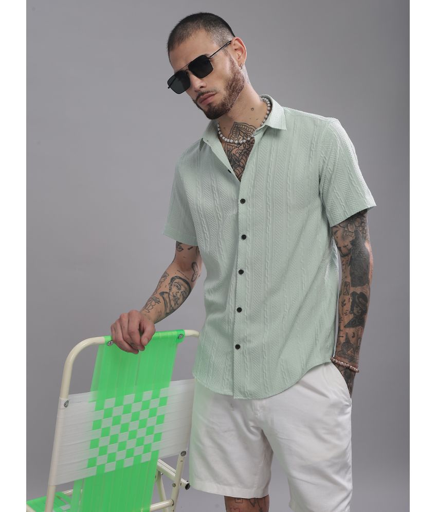     			Paul Street Polyester Slim Fit Self Design Half Sleeves Men's Casual Shirt - Green ( Pack of 1 )
