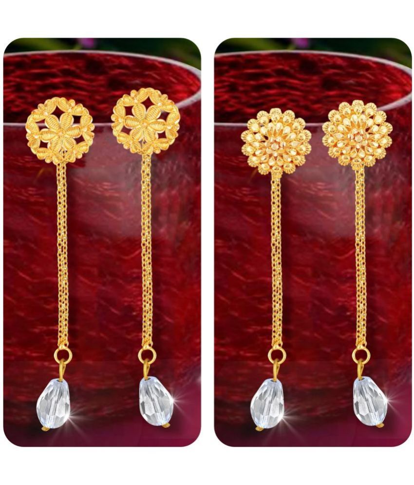     			VIVASTRI Golden Drop Earrings ( Pack of 2 )