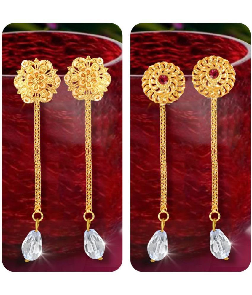     			VIVASTRI Golden Drop Earrings ( Pack of 2 )