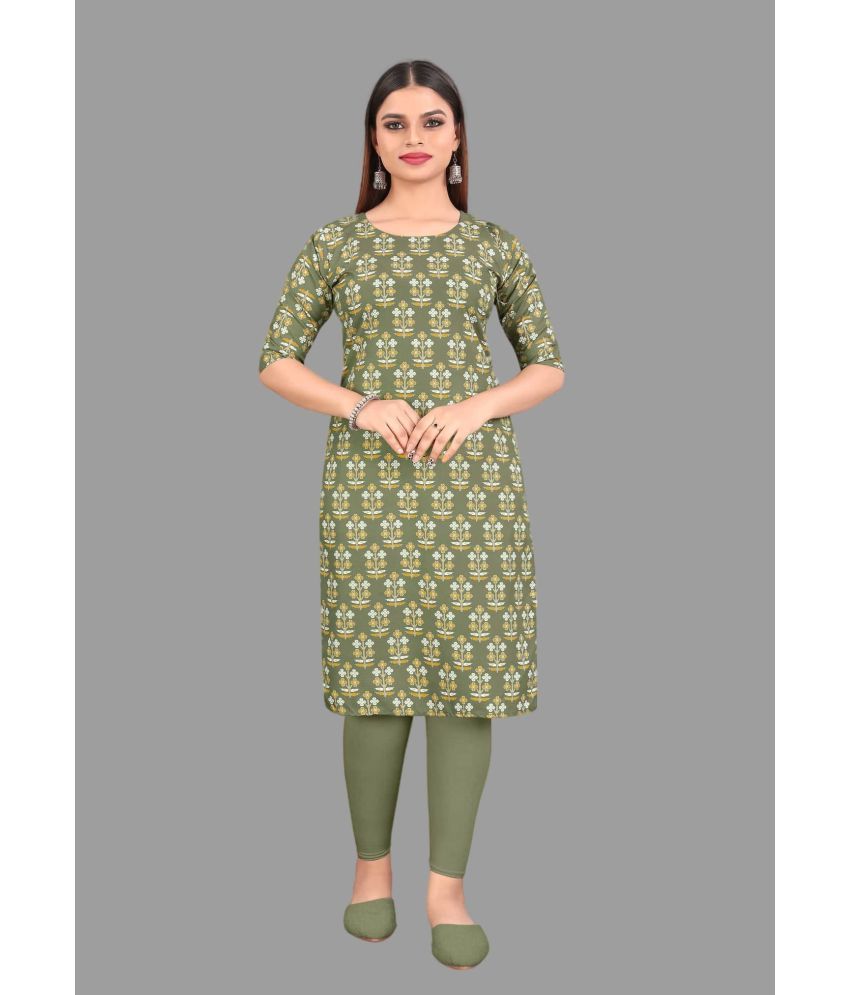     			WOW ETHNIC Crepe Printed Straight Women's Kurti - Green ( Pack of 1 )