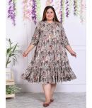 Swasti Cotton Blend Printed Anarkali Women's Kurti - Beige ( Pack of 1 )