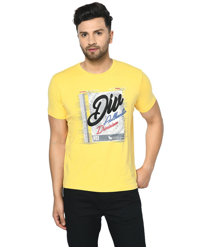     			Duke Cotton Blend Slim Fit Printed Half Sleeves Men's T-Shirt - Yellow ( Pack of 1 )