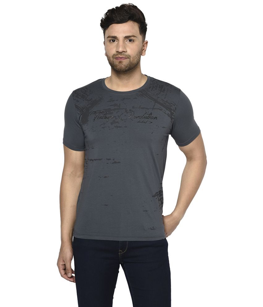     			Duke Cotton Blend Slim Fit Self Design Half Sleeves Men's T-Shirt - Grey ( Pack of 1 )