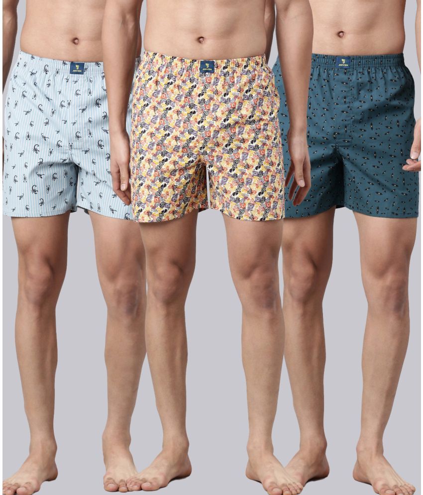     			Joven Pack of 3 Cotton Boxers For Men's ( Multi )