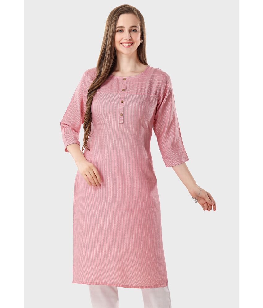     			Meher Impex Cotton Striped Straight Women's Kurti - Pink ( Pack of 1 )