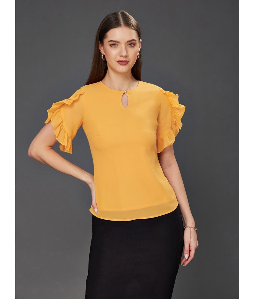     			Miss Chase Mustard Georgette Women's Regular Top ( Pack of 1 )