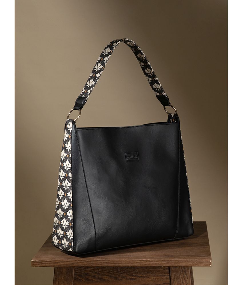     			Zouk Black Faux Leather Tote Bag