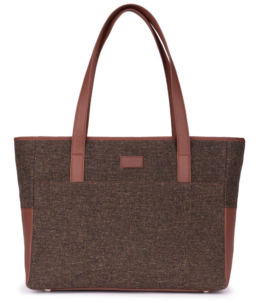     			Zouk Brown Fabric Tote Bag