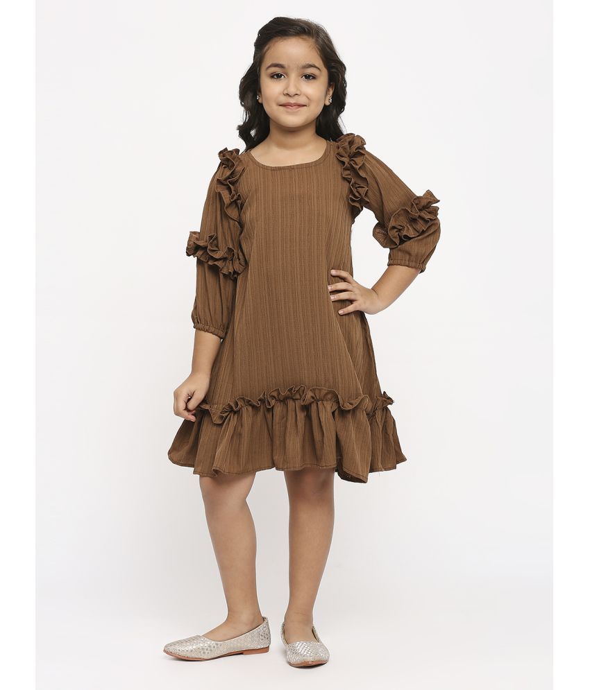     			gufrina Brown Polyester Girls Fit And Flare Dress ( Pack of 1 )