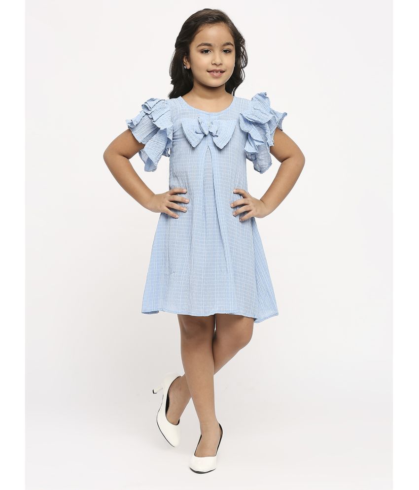     			gufrina Polyester Fit And Flare Dress For Girls ( Pack of 1 , Sky Blue )