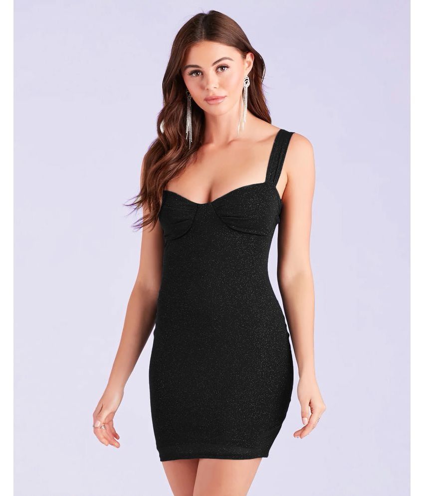     			Addyvero Polyester Embellished Mini Women's Bodycon Dress - Black ( Pack of 1 )