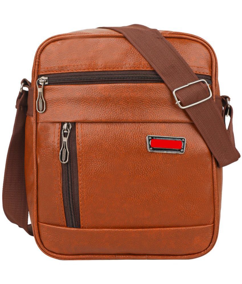     			Brandroot Tan Solid Messenger Bag