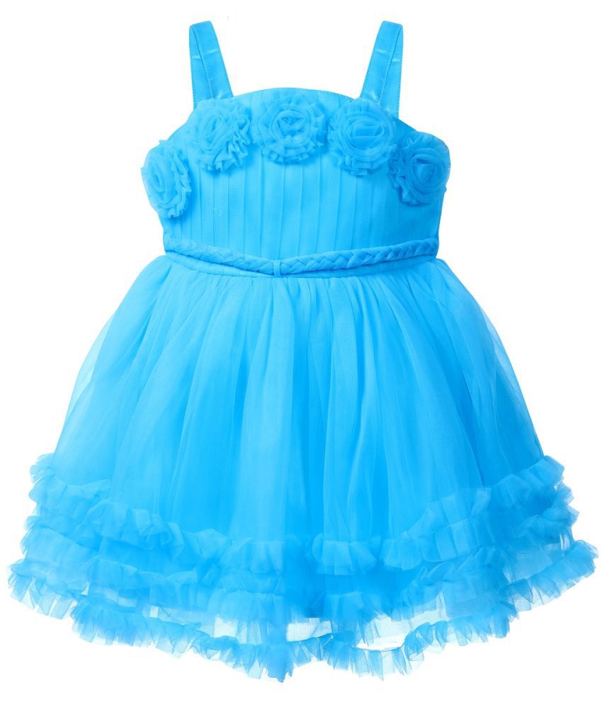     			LITTLE PANDA Sky Blue Net Girls Fit And Flare Dress ( Pack of 1 )