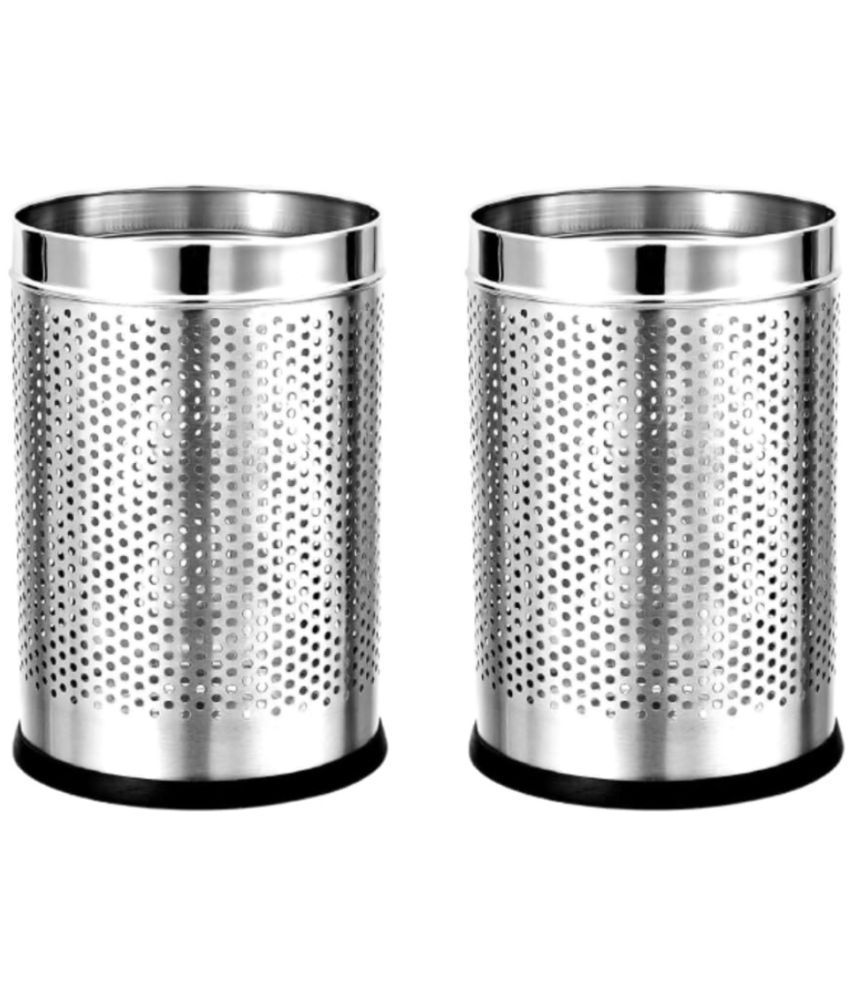     			Mumma's LIFE Stainless Steel Open Perforated Dustbin Without Lid| Garbage Bin Pack of 2 (Perforated Dustbin Pack Of 2 (9 Litre))