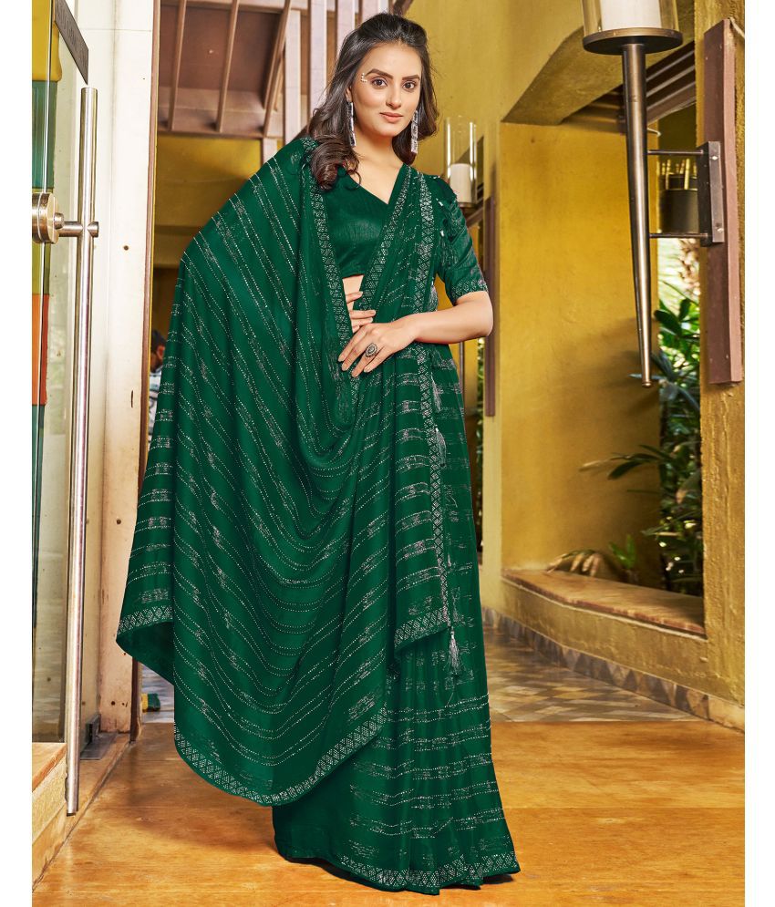     			Satrani Chiffon Embellished Saree With Blouse Piece - Mint Green ( Pack of 1 )