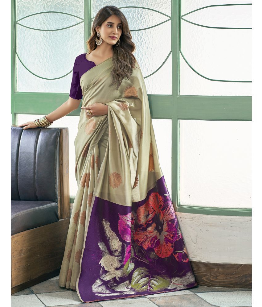     			Satrani Silk Woven Saree With Blouse Piece - Khaki ( Pack of 1 )
