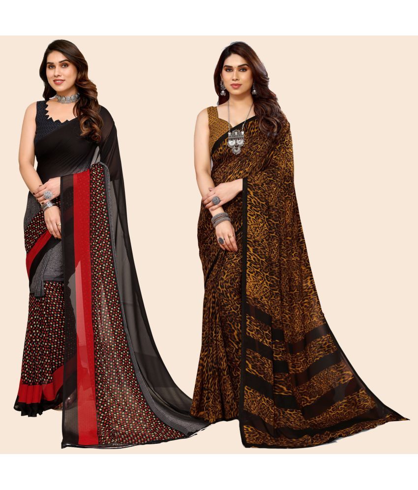     			ANAND SAREES Georgette Printed Saree With Blouse Piece - Multicolour ( Pack of 2 )