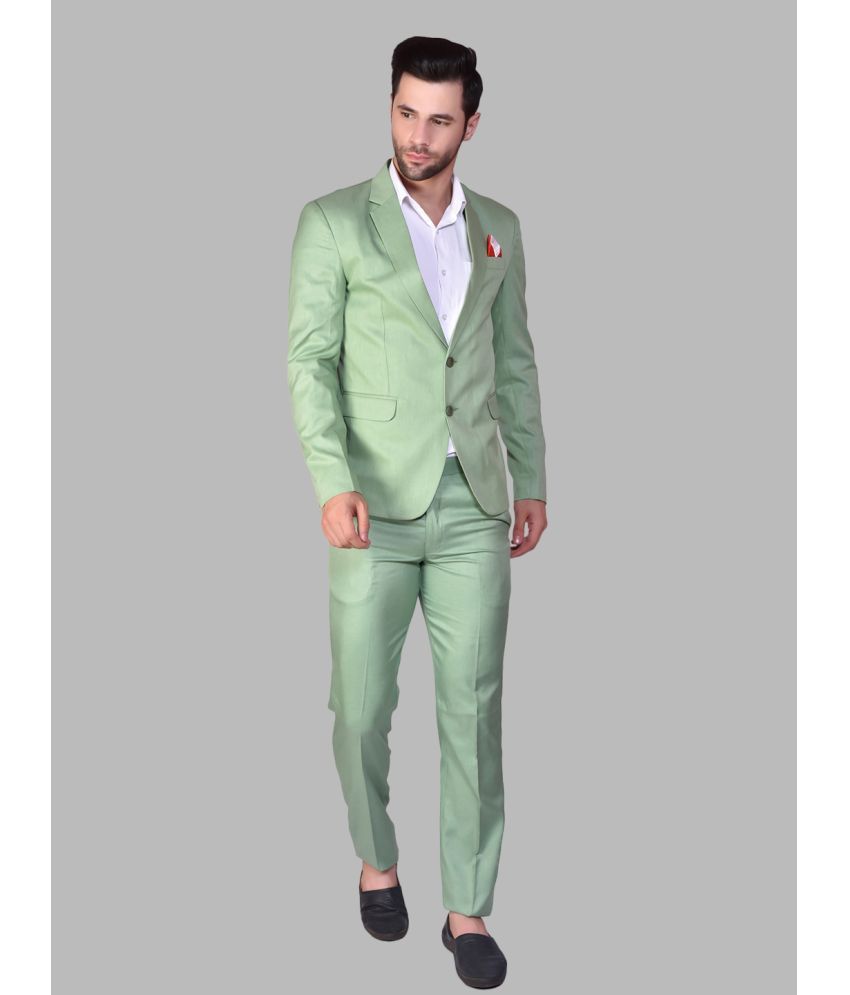     			PRINTCULTR Cotton Blend Men's 2 Piece Suit - Green ( Pack of 2 )