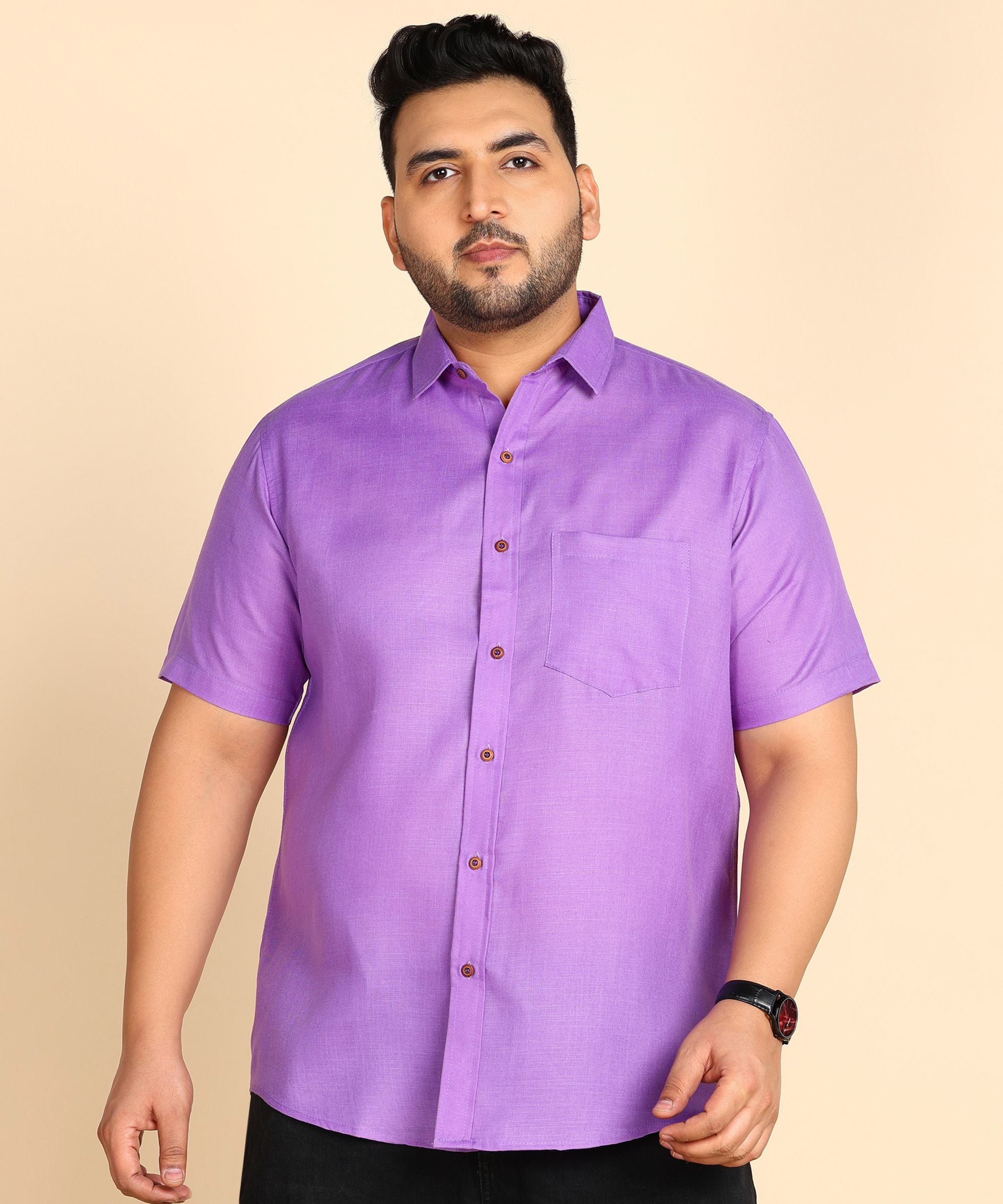     			PRINTCULTR Cotton Blend Regular Fit Solids Half Sleeves Men's Casual Shirt - Purple ( Pack of 1 )