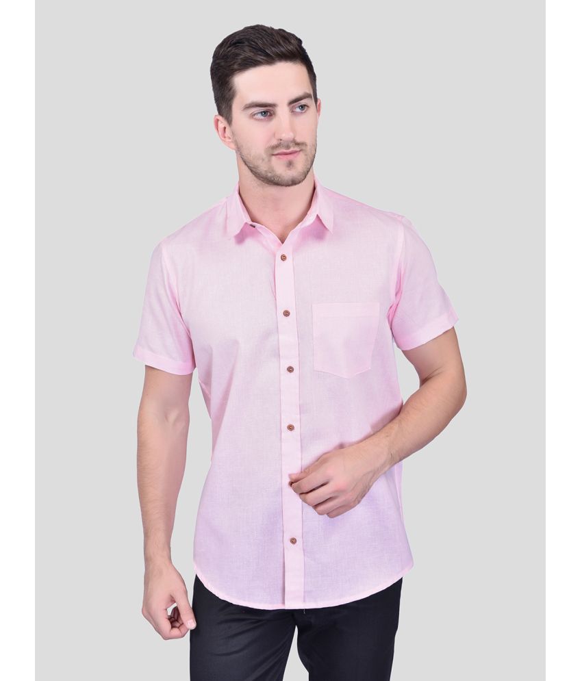     			PRINTCULTR Cotton Blend Regular Fit Solids Half Sleeves Men's Casual Shirt - Pink ( Pack of 1 )