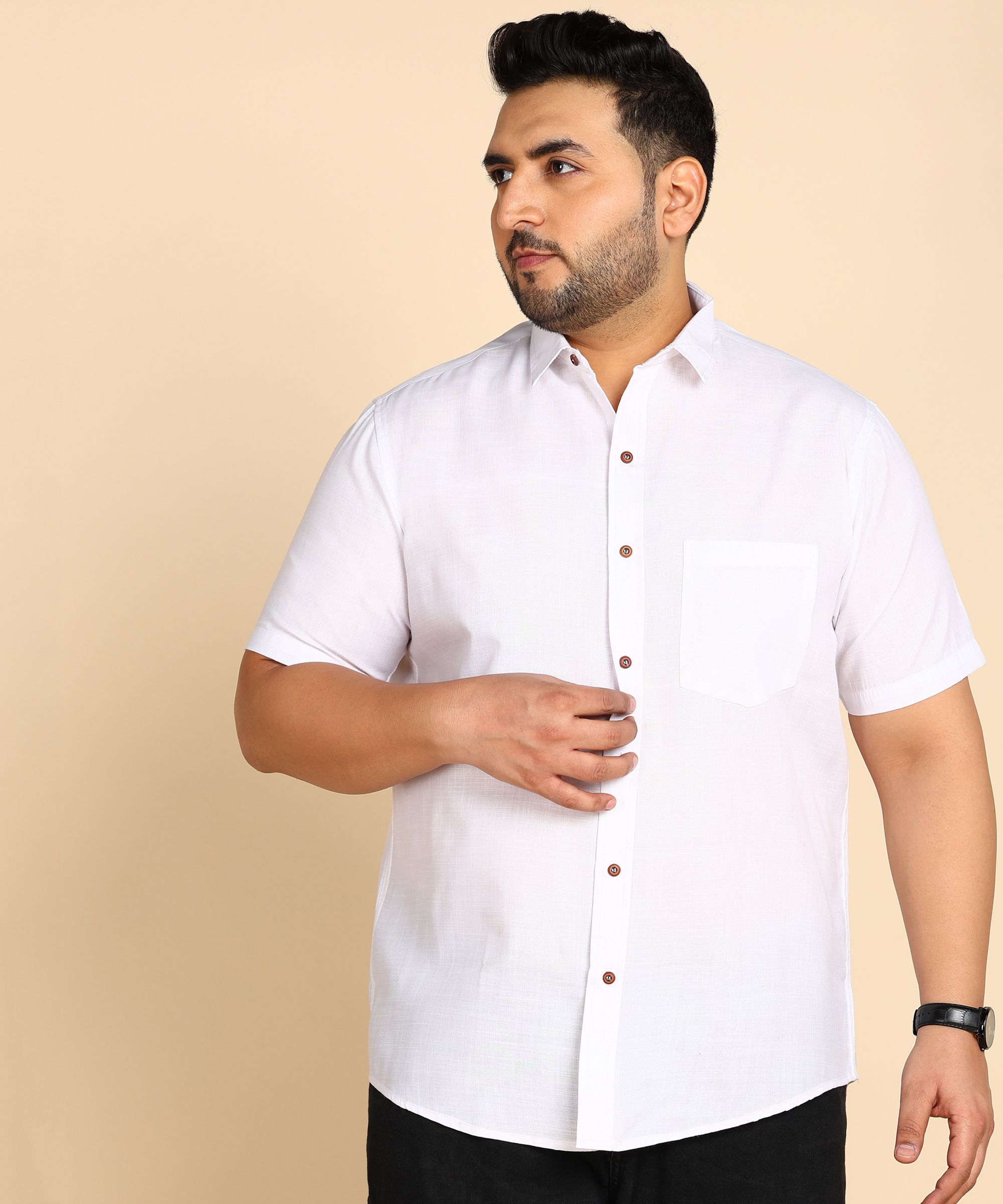     			PRINTCULTR Cotton Blend Regular Fit Solids Half Sleeves Men's Casual Shirt - White ( Pack of 1 )
